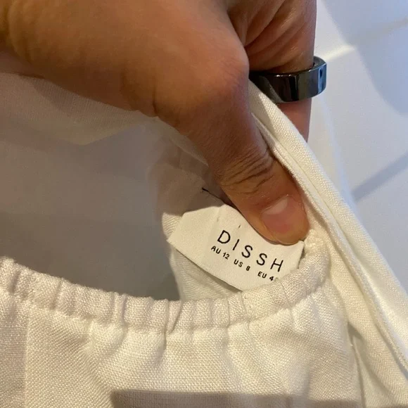 Dissh aisle long white linen backless dress size us 8 - Picture 5 of 5